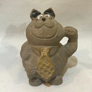 DIC Entertainment USA Stoneware Sophisticat Figurine Cat Wearing Tie 3" Tall